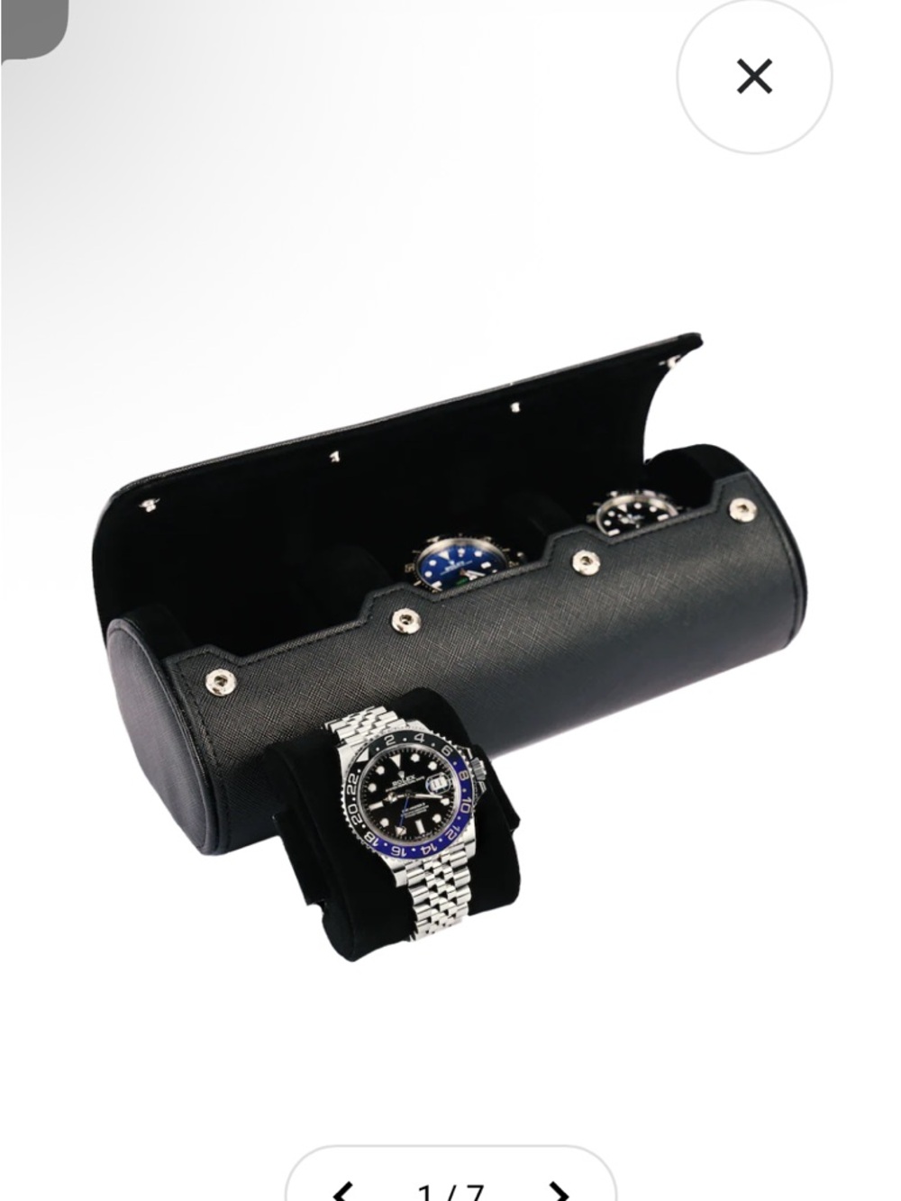 Hotel Collection Black Travel Watch Case Roll - Picture 8 of 11
